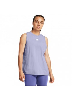 Damski top z nadrukiem Under Armour UA Rival Muscle Tank - fioletowy ze sklepu Sportstylestory.com w kategorii Bluzki damskie - zdjęcie 174813898