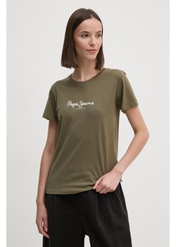 Pepe Jeans t-shirt bawełniany FIORE damski kolor zielony PL505951 ze sklepu ANSWEAR.com w kategorii Bluzki damskie - zdjęcie 174817387