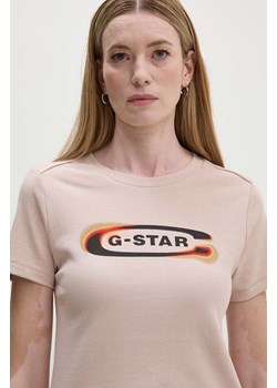 G-Star Raw t-shirt bawełniany damski kolor beżowy D25031-C812 ze sklepu ANSWEAR.com w kategorii Bluzki damskie - zdjęcie 174817397