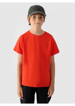 Chłopięcy t-shirt basic 4F 4FJRAW24TTSHM2315 - pomarańczowy ze sklepu Sportstylestory.com w kategorii T-shirty chłopięce - zdjęcie 174832899