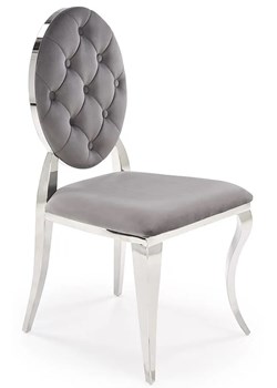 Krzesło medalion w stylu glamour popielaty + srebrny E8-R45 ze sklepu Edinos.pl w kategorii Krzesła - zdjęcie 174833226