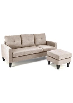 Beżowa sofa wypoczynkowa z podnóżkiem - Tuberosa ze sklepu Edinos.pl w kategorii Sofy i kanapy - zdjęcie 174838829