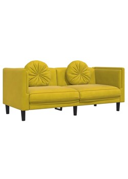 Aksamitna żółta sofa do salonu - FINO 4X ze sklepu Edinos.pl w kategorii Sofy i kanapy - zdjęcie 174839037