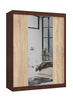 Szafa przesuwna z lustrem wenge + dąb sonoma K8-C33 ze sklepu Edinos.pl w kategorii Szafy - zdjęcie 174840299