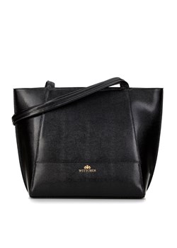 Shopperka ze skóry lizard z przeszyciami czarno - złota ze sklepu WITTCHEN w kategorii Torby Shopper bag - zdjęcie 174843697