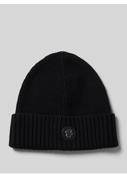 Czapka beanie z żywej wełny z detalem z logo model ‘Fati’ ze sklepu Peek&Cloppenburg  w kategorii Czapki zimowe męskie - zdjęcie 174851808