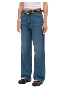 Cropp - Granatowe jeansy baggy z postrzępieniami - granatowy ze sklepu Cropp w kategorii Jeansy damskie - zdjęcie 174854539