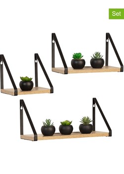 IDOMYA Essentials Regały ścienne (3 szt.) "Memphis" w kolorze jasnobrązowo-czarnym ze sklepu Limango Polska w kategorii Regały i witryny - zdjęcie 174855468