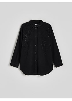Reserved - Jeansowa koszula z aplikacją - czarny ze sklepu Reserved w kategorii Bluzki damskie - zdjęcie 174865647
