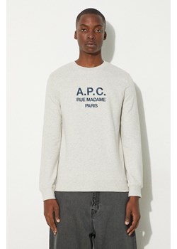 A.P.C. bluza bawełniana Rufus męska kolor szary z nadrukiem COEZD.H27500-MARINE ze sklepu PRM w kategorii Bluzy męskie - zdjęcie 174870398