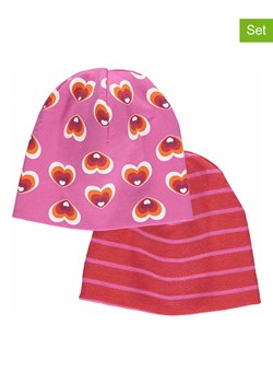 Fred´s World by GREEN COTTON Czapki beanie (2 szt.) &quot;Heart&quot; w kolorze czerwono-różowym ze sklepu Limango Polska w kategorii Czapki dziecięce - zdjęcie 174870896