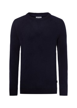 Jack & Jones Męski sweter z dzianiny - JJEGlobe Mężczyźni Bawełna indygo jednolity ze sklepu vangraaf w kategorii Swetry męskie - zdjęcie 174875099