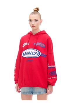 Cropp - Czerwona bluza z motywem racingowym UNISEX - czerwony ze sklepu Cropp w kategorii Bluzy damskie - zdjęcie 174876128