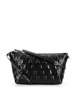Damska torebka crossbody ze skóry z przeszyciami czarna ze sklepu WITTCHEN w kategorii Listonoszki - zdjęcie 174877807