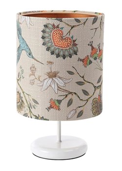 Biała lampka nocna z abażurem w kwiaty - 9X S386 A1-B24 ze sklepu Edinos.pl w kategorii Lampy stołowe - zdjęcie 174880319