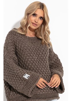 Damski sweter z wełną i alpaką Chunky Knit F1262, Kolor mocca, Rozmiar S/M, Fobya ze sklepu Primodo w kategorii Swetry damskie - zdjęcie 174891345