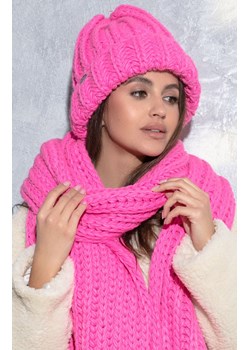 Czapka o grubym splocie chunky knit F1544, Kolor różowy, Rozmiar one size, Fobya ze sklepu Primodo w kategorii Czapki zimowe damskie - zdjęcie 174891517