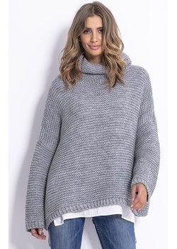 Sweter oversize szary F811, Kolor szary, Rozmiar S/M, Fobya ze sklepu Primodo w kategorii Swetry damskie - zdjęcie 174891926