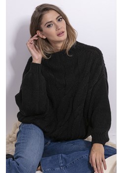 Sweter oversize czarny z wzorem aranów F840, Kolor czarny, Rozmiar S/M, Fobya ze sklepu Primodo w kategorii Swetry damskie - zdjęcie 174891956