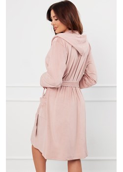 Szlafrok damski pudrowy róż z kapturem Akara, Kolor róż pudrowy, Rozmiar S, Italian Fashion ze sklepu Primodo w kategorii Szlafroki damskie - zdjęcie 174894387