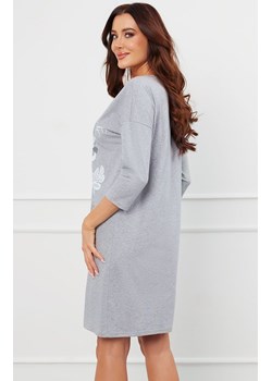 Bawełniana koszula damska szara z rękawem 3/4 Ibena, Kolor szary melanż, Rozmiar S, Italian Fashion ze sklepu Primodo w kategorii Koszule nocne - zdjęcie 174895209