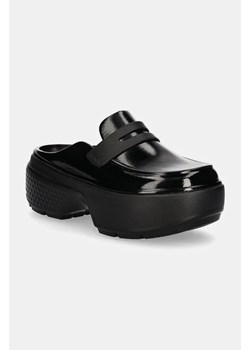 Crocs klapki Stomp High Shine Loafer Clog damskie kolor czarny na platformie 210659.001 ze sklepu PRM w kategorii Klapki damskie - zdjęcie 174923346