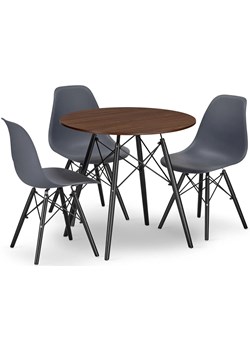 Skandynawski Komplet Stół 80 Cm Jesion I 3 Krzesła S1-M81 ze sklepu Edinos.pl w kategorii Zestawy mebli kuchennych - zdjęcie 174929235