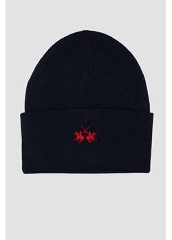 LA MARTINA Granatowa czapka beanie ze sklepu outfit.pl w kategorii Czapki zimowe męskie - zdjęcie 174934447