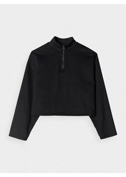 Damska bluza dresowa nierozpinana bez kaptura 4F 4FWAW24TSWSF1337 - czarna ze sklepu Sportstylestory.com w kategorii Bluzy damskie - zdjęcie 174936686