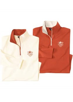 Zestaw 2 sportowych półgolfów z suwakiem ze sklepu Atlas For Men w kategorii T-shirty męskie - zdjęcie 174939355