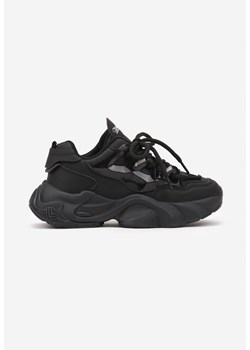 Czarne Sznurowane Buty Sportowe Sneakersy na Grubej Tłoczonej Podeszwie Fioravella ze sklepu born2be.pl w kategorii Buty sportowe dziecięce - zdjęcie 174947616