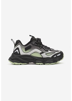 Czarno-Zielone Buty Sportowe Sneakersy na Grubej Piankowej Podeszwie Alionora ze sklepu born2be.pl w kategorii Buty sportowe dziecięce - zdjęcie 174947655