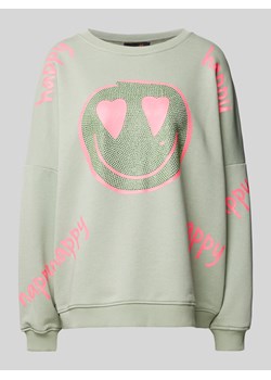 Bluza z obszyciem kamieniami stras model ‘Happy Heart Face’ ze sklepu Peek&Cloppenburg  w kategorii Bluzy damskie - zdjęcie 174951349