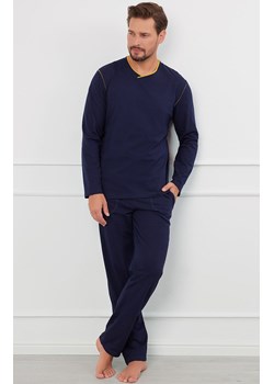 Piżama męska granatowa z długim rękawem i długimi spodniami Ludwik, Kolor granatowo-miodowy, Rozmiar M, Italian Fashion ze sklepu Intymna w kategorii Piżamy męskie - zdjęcie 174951856