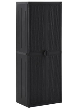 Czarna szafa ogrodowa rattan L8-B68 - id: 29354 - marki Elior - 174953289 Czarna szafa ogrodowa rattan L8-B68 ze sklepu Edinos.pl w kategorii Szafy - zdjęcie 174953289
