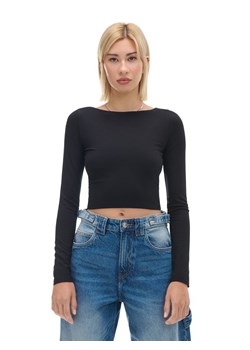 Cropp - Czarna bluzka longsleeve z wiskozą - czarny ze sklepu Cropp w kategorii Bluzki damskie - zdjęcie 174957856