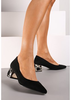 Czarne Eleganckie Czółenka Vices na Ozdobnym Obcasie ze Skórzaną Wkładką Lorevine ze sklepu born2be.pl w kategorii Czółenka - zdjęcie 174968296