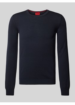 Sweter z żywej wełny z wyhaftowanym logo model ‘Cedric’ ze sklepu Peek&Cloppenburg  w kategorii Swetry męskie - zdjęcie 174970527