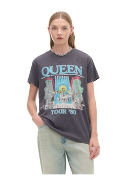 Cropp - Szary T-shirt z nadrukiem Queen - szary ze sklepu Cropp w kategorii Bluzki damskie - zdjęcie 174972828