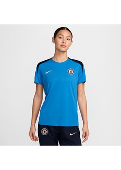 Damska dzianinowa koszulka piłkarska z krótkim rękawem Nike Dri-FIT Chelsea F.C. Strike - Niebieski ze sklepu Nike poland w kategorii Bluzki damskie - zdjęcie 174975815