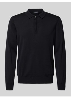 Sweter z dzianiny z czystej żywej wełny z kołnierzykiem polo ze sklepu Peek&Cloppenburg  w kategorii Swetry męskie - zdjęcie 174986655