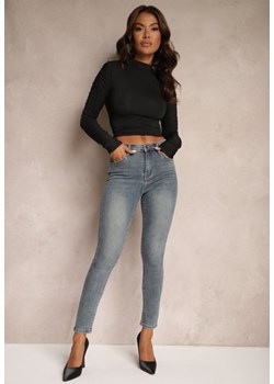 Niebieskie Skinny Jeansy z Bawełną High Waist Rialani ze sklepu Renee odzież w kategorii Jeansy damskie - zdjęcie 175008207