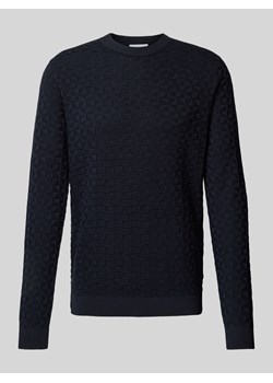 Sweter z dzianiny z fakturowanym wzorem model ‘KALLE’ ze sklepu Peek&Cloppenburg  w kategorii Swetry męskie - zdjęcie 175010237