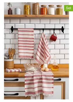 Colourful Cotton Ściereczki (4 szt.) w kolorze czerwono-kremowym do naczyń ze sklepu Limango Polska w kategorii Ścierki kuchenne - zdjęcie 175011357