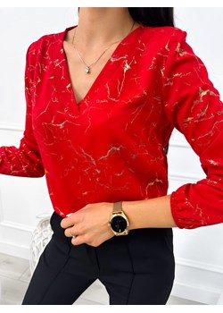 Czerwona Bluzka ze Złotym Wzorem ze sklepu ModnaKiecka.pl w kategorii Bluzki damskie - zdjęcie 175017137