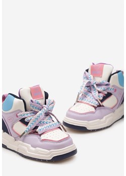 Fioletowe Buty Sportowe Sneakersy na Grubej Podeszwie ze Skórzaną Wkładką Piritha ze sklepu renee.pl w kategorii Buty sportowe dziecięce - zdjęcie 175055307