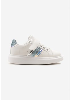 Biało-Niebieskie Buty Sportowe Sneakersy z Metalicznymi Wstawkami i Brokatem z Zapięciem na Rzep Tetita ze sklepu renee.pl w kategorii Buty sportowe dziecięce - zdjęcie 175055339