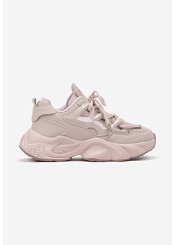 Różowe Buty Sportowe Sneakersy na Platformie z Tłoczeniem i Sznurowaniem Isolaria ze sklepu renee.pl w kategorii Buty sportowe dziecięce - zdjęcie 175055778