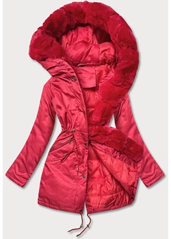 Parka damska z futerkiem czerwona (5m762-270) ze sklepu goodlookin.pl w kategorii Parki damskie - zdjęcie 175059338