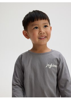 Reserved - Bawełniany longsleeve z nadrukiem - ciemnoszary ze sklepu Reserved w kategorii T-shirty chłopięce - zdjęcie 175069815